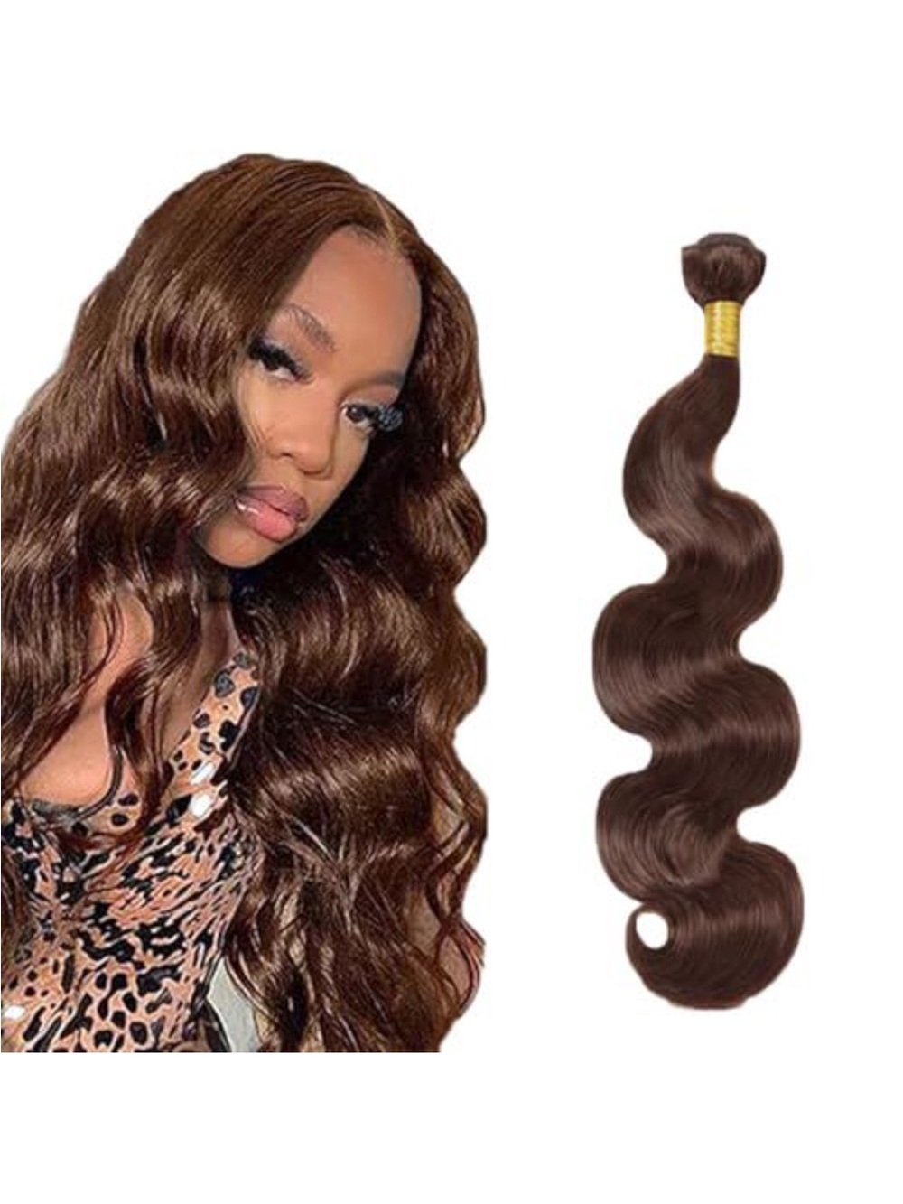 Chocolate Brown Body Wave Human Hair Extensions - Natural Shine